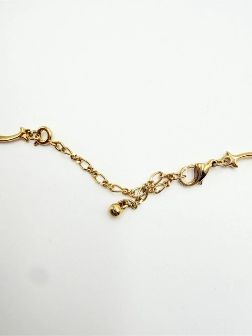 Vintage Gold Tone Rhinestone Y Drop Necklace Art Nouveau Style
